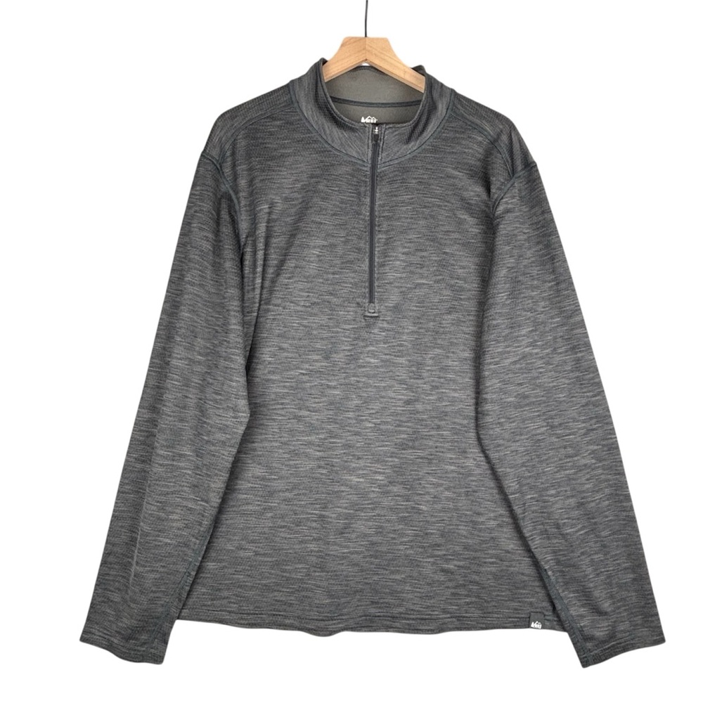 REI Co-op Men XXL‎ Gray Midweight Base Layer Half Zip Top Mock Neck 121879
